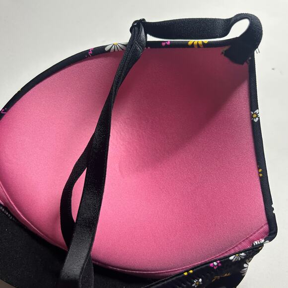 Pink Victoria's Secret Floral Daisy Plunge Padded Adjustable Bra 36C 36 C - Picture 6 of 9